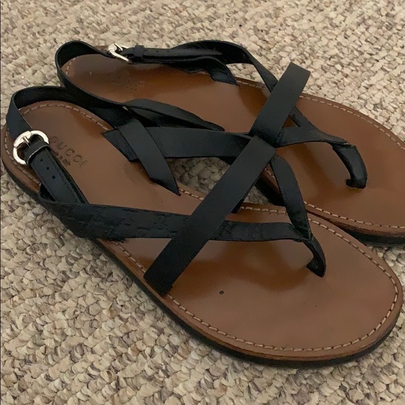 Gucci Authentic black logo strappy REI calf sandal - Picture 6 of 13